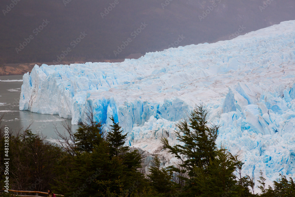 View of glacier Perito Moreno (Glaciar Perito Moreno) and slopes of Andes mountains, southeast of Argentina, province Santa Cruz