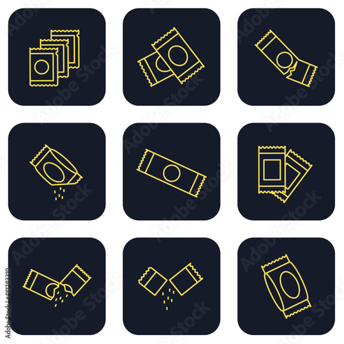 Set of Sachet icon. Sachet pack symbol template for graphic and web design collection logo vector illustration