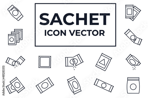 Set of Sachet icon. Sachet pack symbol template for graphic and web design collection logo vector illustration