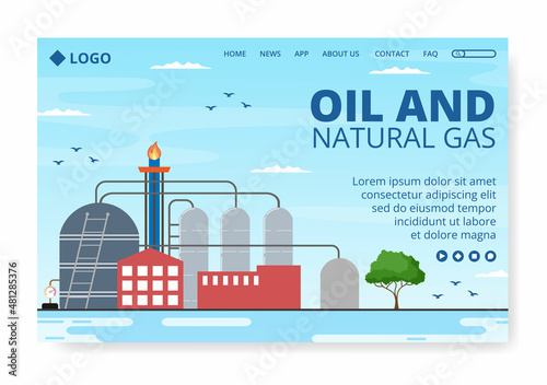 Oil Gas Industry Landing Page Template Flat Design Illustration Editable of Square Background for Social Media or Greetings Card