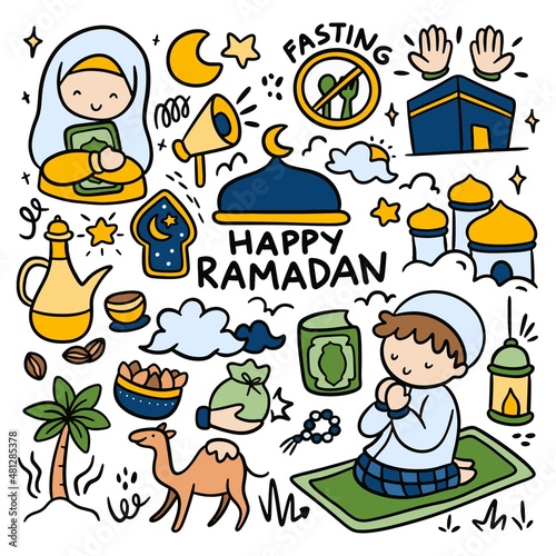 Set of Ramadan Kawaii Doodle