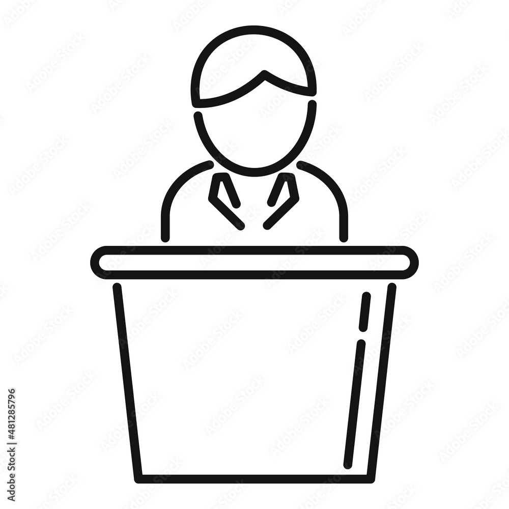 Speaker tribune icon outline vector. Speech podium Speaker tribune icon outline vector. Speech podium