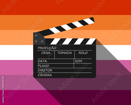 Ilustracao claquete sombra cinema LGBT, cinema, serie tv, gay, lesbica, amor, romance, comunidade gay, rainbow, pride, love is love, gay, comunidade, LGBT, LGBTQ, cine, representatividade photo