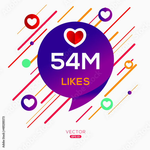 54M, 54 million likes design for social network, Vector illustration. photo