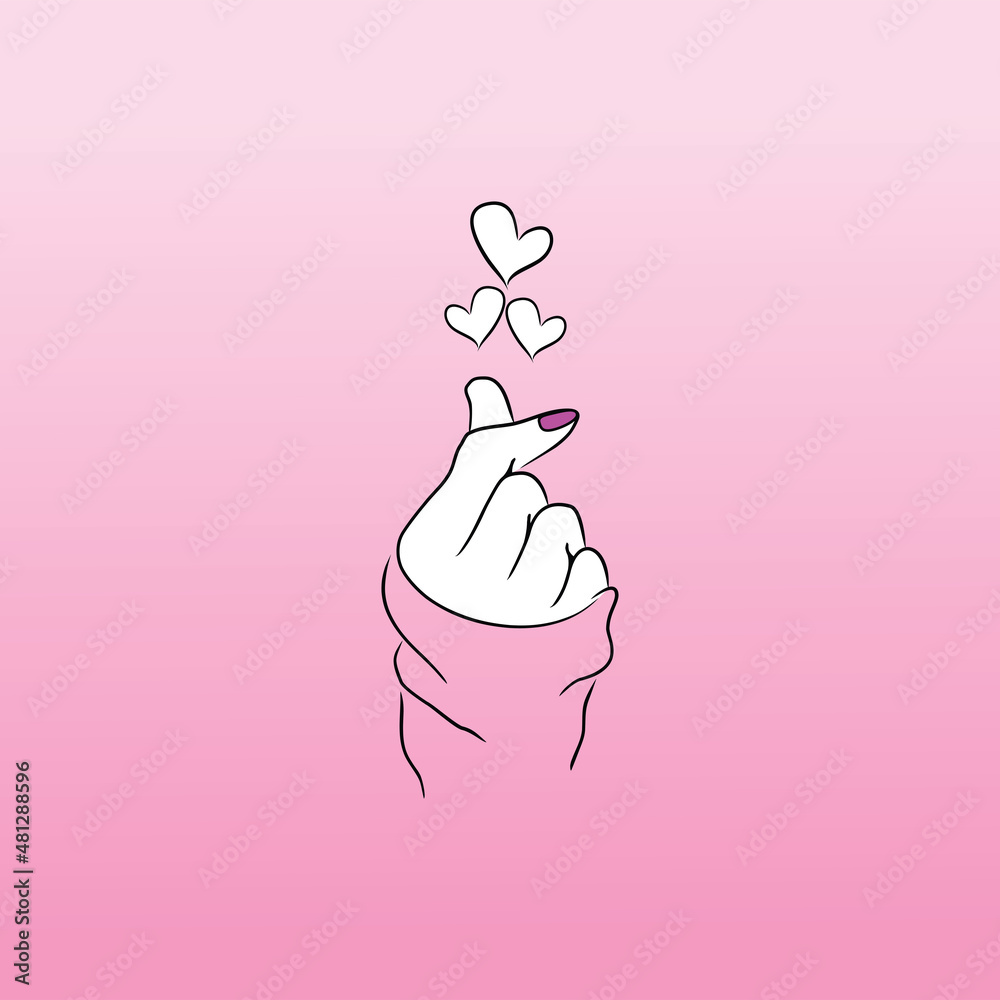 vector korean heart icon, love gesture. outline korean love logo ...