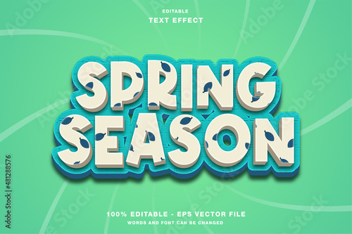 Spring Season Cartoon 3D Editable Text Effect