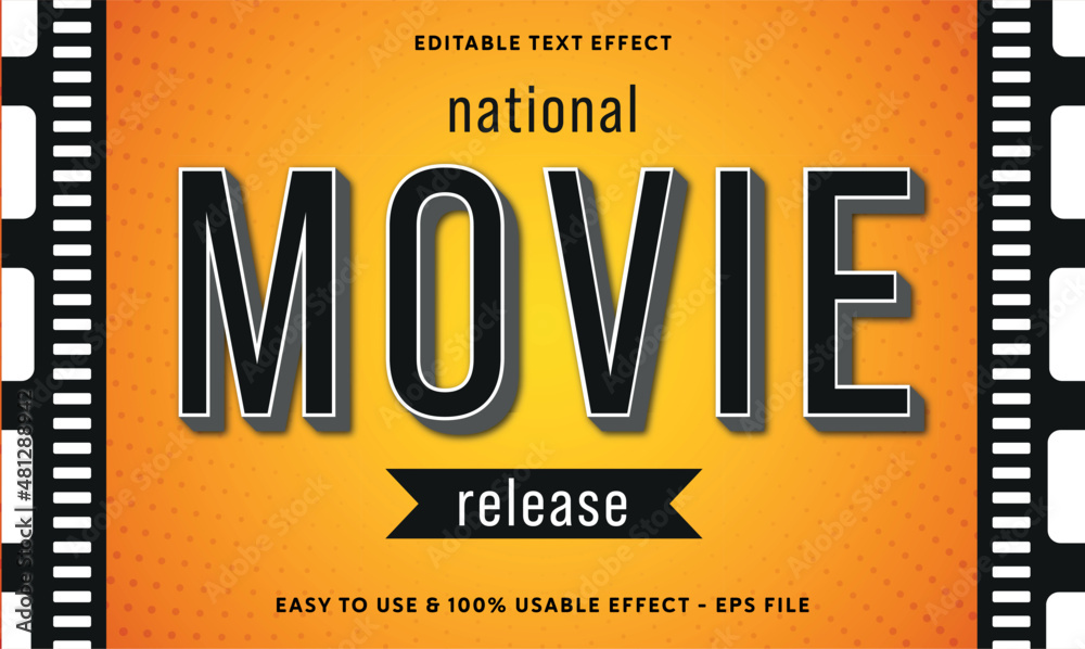 editable movie release vector text effect with modern style design - obrazy, fototapety, plakaty 