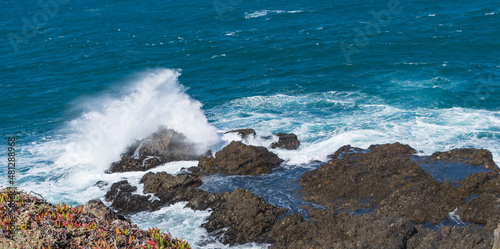Crashing waves on the Pacific Coast at Sea Ranch, CA