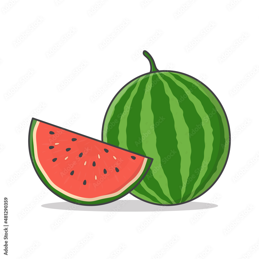 Watermelon Vector Icon Illustration. Slice Of Watermelon Flat Icon Watermelon Vector Icon Illustration. Slice Of Watermelon Flat Icon
