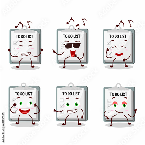 An image of paper sheet with clipboard dancer cartoon character enjoying the music