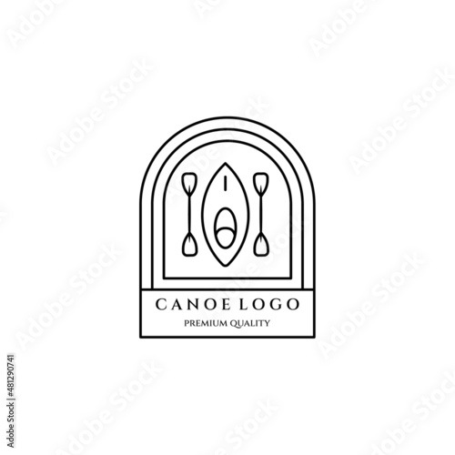 canoe kayak line art icon logo minimalist vector illustration design