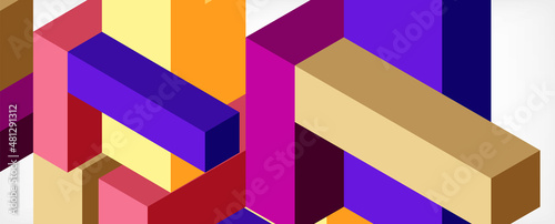 Abstract background. 3d cubes, cubic elements and blocks. Techno or business concept for wallpaper, banner, background, landing page