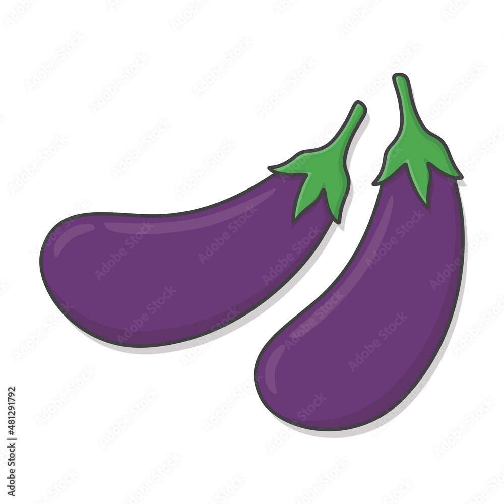 Fresh Eggplant Vector Icon Illustration. Eggplant Flat Icon Fresh Eggplant Vector Icon Illustration. Eggplant Flat Icon