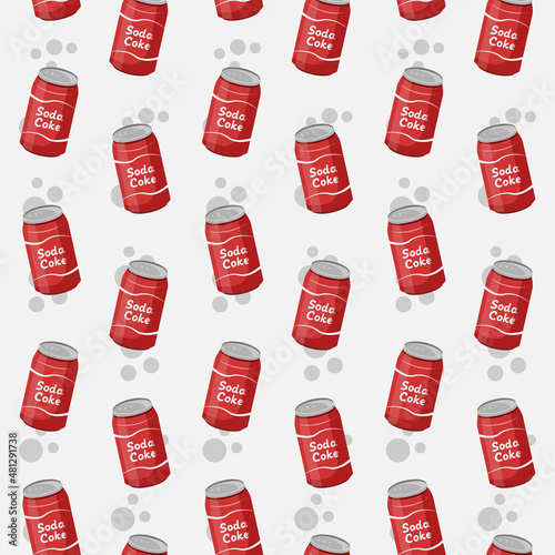 Seamless pattern soda can illustration vector template drink