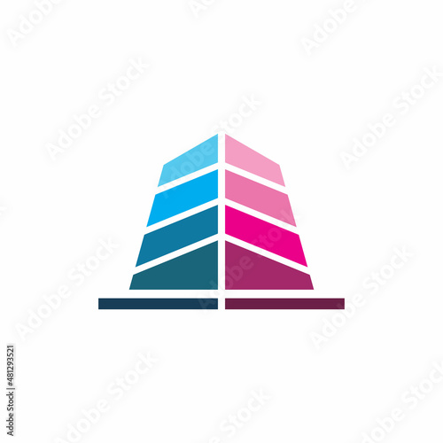 full color tower cuilding logo design photo