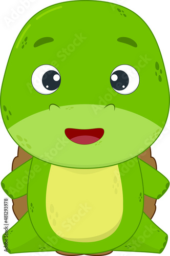 Cute cartoon turtle isolated on white background. Vector illustration for design and print