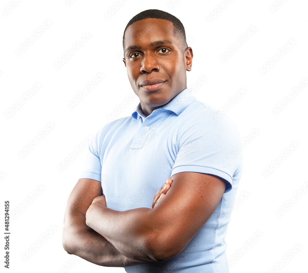 African American man in confident pose looking at the camera against a white background African American man in confident pose looking at the camera against a white background