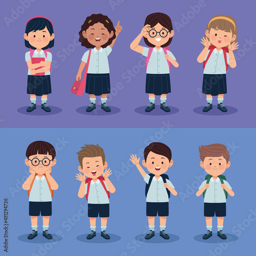 eight little students kids
