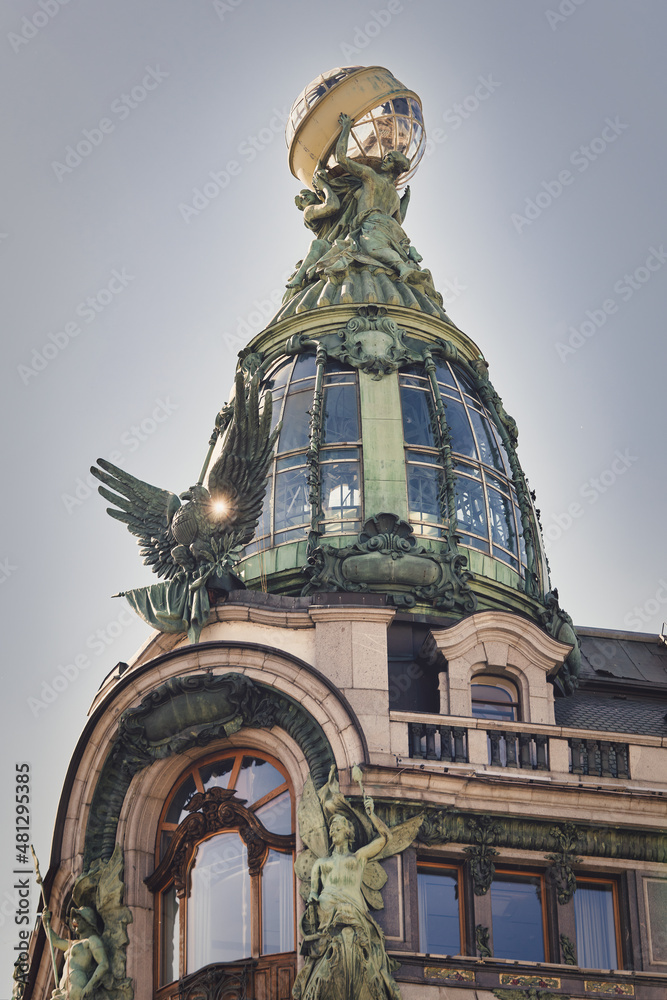 Fototapeta premium View of architectural details of famous Singer House Building in St. Petersburg