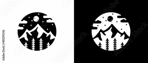 Night Mountain Logo Template Design Vector illustration