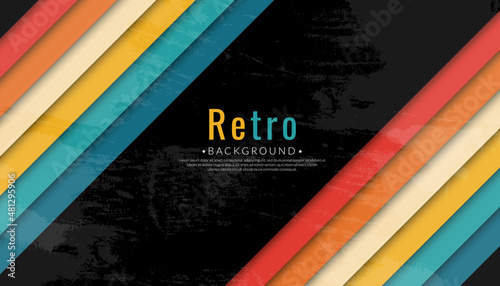 Retro color background. 70s Stripe Colorful Rainbow. 1970s color wallpaper. Vector illustration.