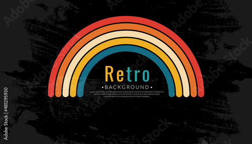 Retro rainbow 70s colors background. Abstract vintage wave. 1970s color wallpaper. Vector illustration.