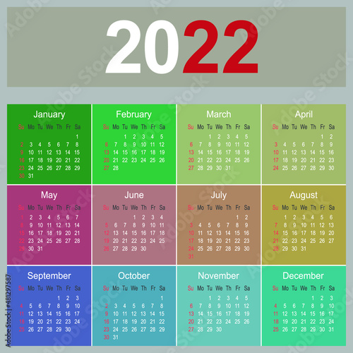 2022 year calendar simple and clean planner business design template