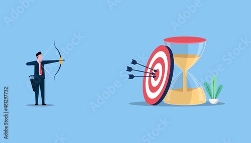 Businessman shooting the arrows to target goal, goal graphic design concept