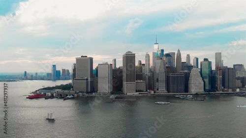Wallpaper Mural Aerial trucking shot moving to the right of the financial district of downtown Manhattan (shot from Brooklyn Heights) Torontodigital.ca