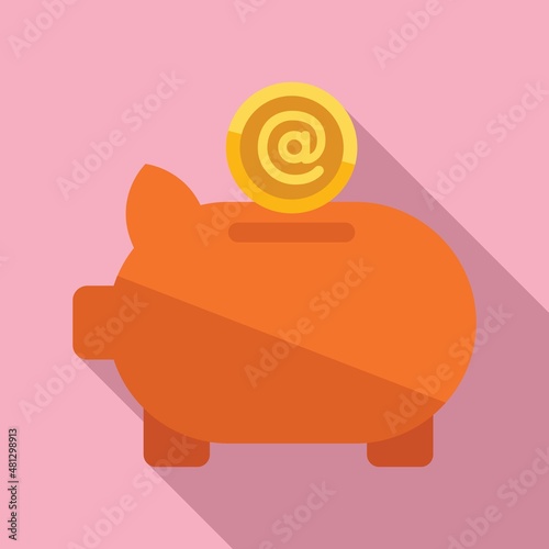 Piggy bank marketing icon flat vector. Online media