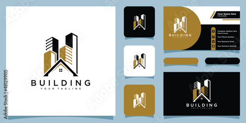 Real estate logo, vector icon designs with business card design template