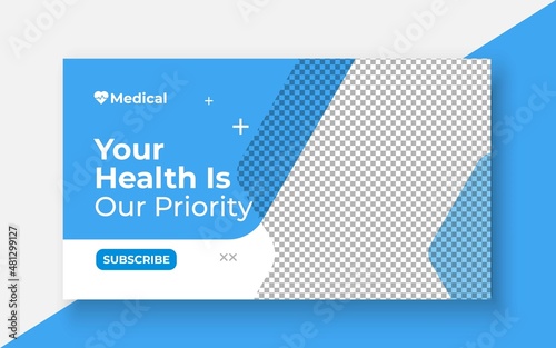Medical healthcare youtube thumbnail and web banner template.Editable video thumbnail template