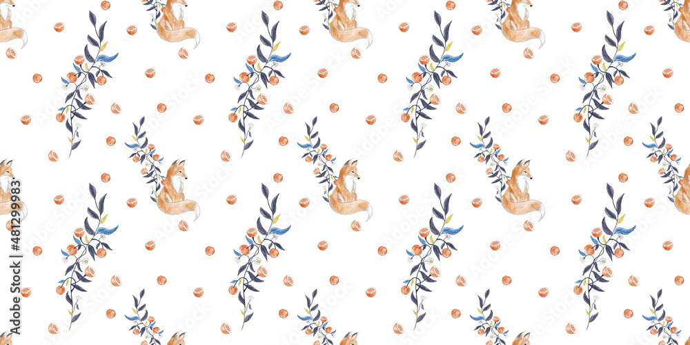 hand drawing cute seamless pattern childrens with a fox hand drawing cute seamless pattern childrens with a fox