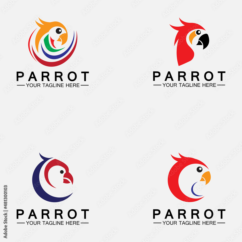Set Parrot Logo Design Vector Template