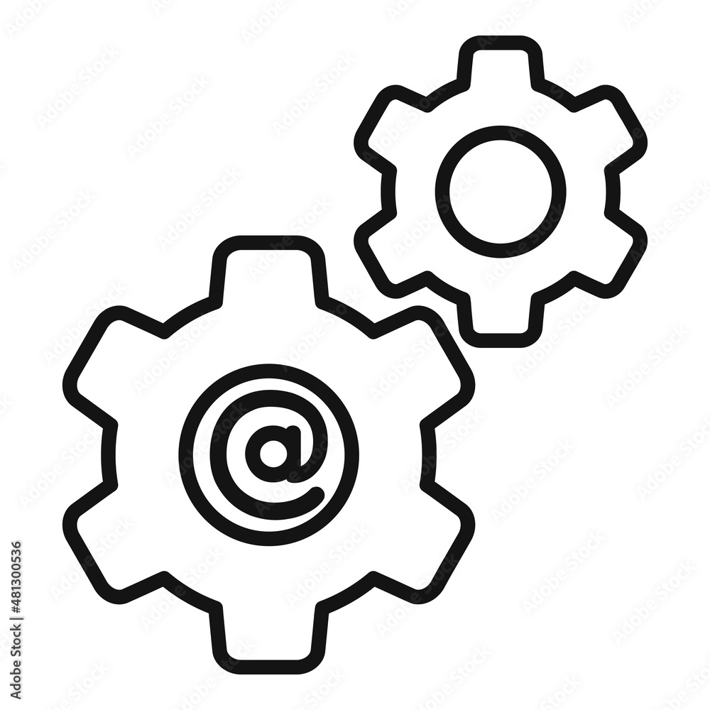 Gear online marketing icon outline vector. Media internet Gear online marketing icon outline vector. Media internet