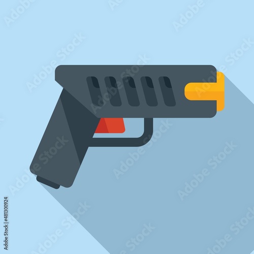 Police taser icon flat vector. Gun stun