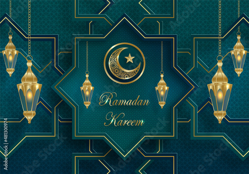Ramadan Kareem design on Islamic background
