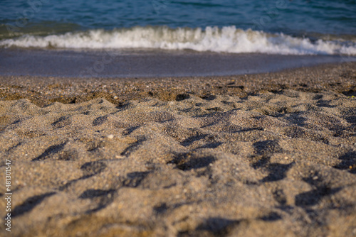 Pebble beach in Roquetas de Mar,  Spain photo