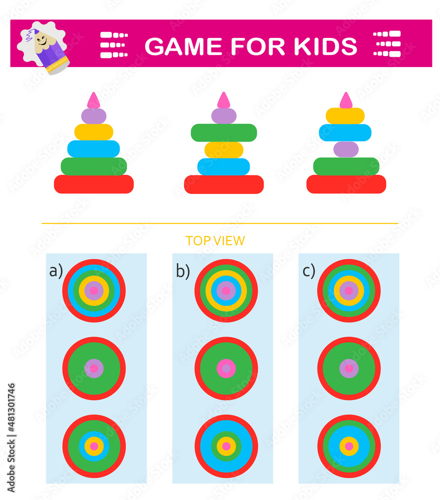 Pyramid Logic Riddle Logical puzzle game. Need to find correct top view of pyramids. IQ ...
