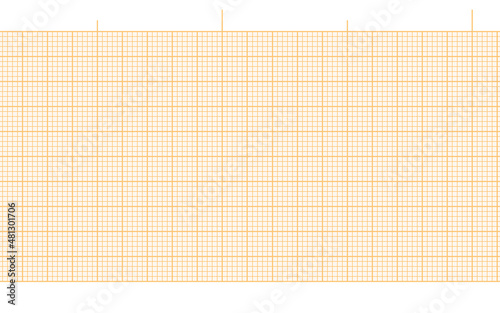 Orange ecg paper seamless background for heart beat rate recording. Digital ekg diagram hospital blank. Millimeter graph vector grid. Geometric pattern for medicine, science line scale measurement