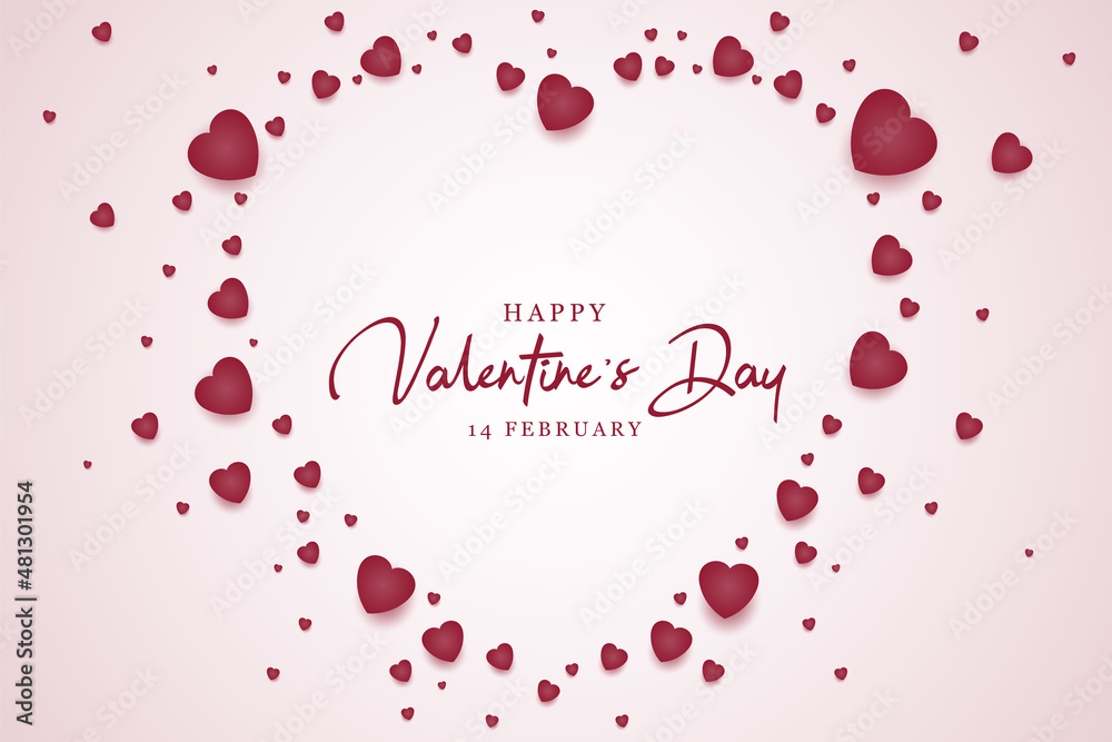 Paper art style valentines day background with heart illustration