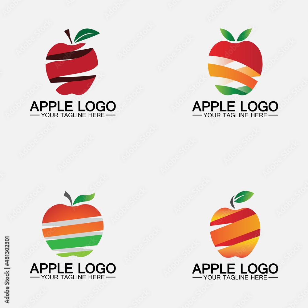 Set Apple logo. fruit healthy food design.Apple logo design inspiration vector template