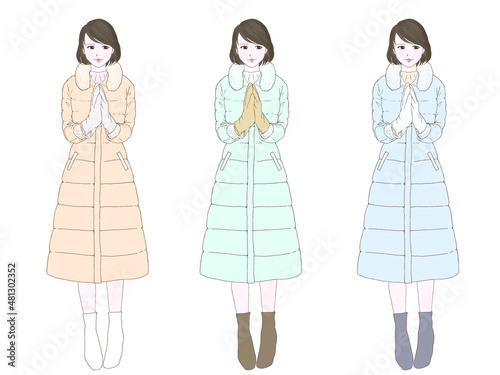 コートの女性③全身_パステルカラー