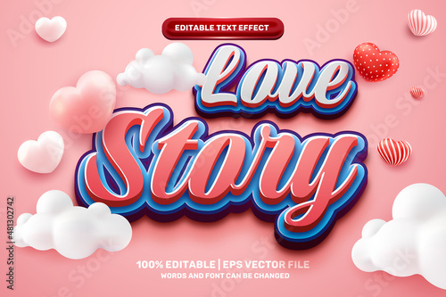 modern trend hype love story Bold 3D Editable text Effect Style