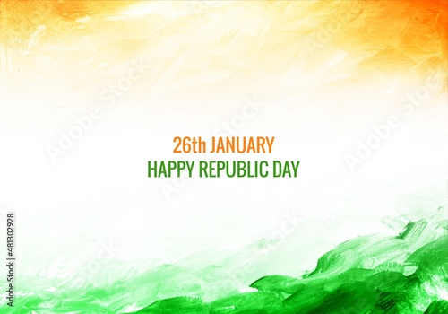Elegant indian republic day tricolor theme watercolor texture background