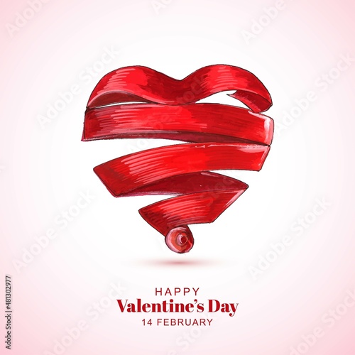 Beautiful ribbon heart valentines day card design photo