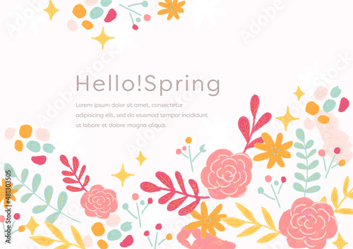 春の花のかわいい ピンクの手書き風背景