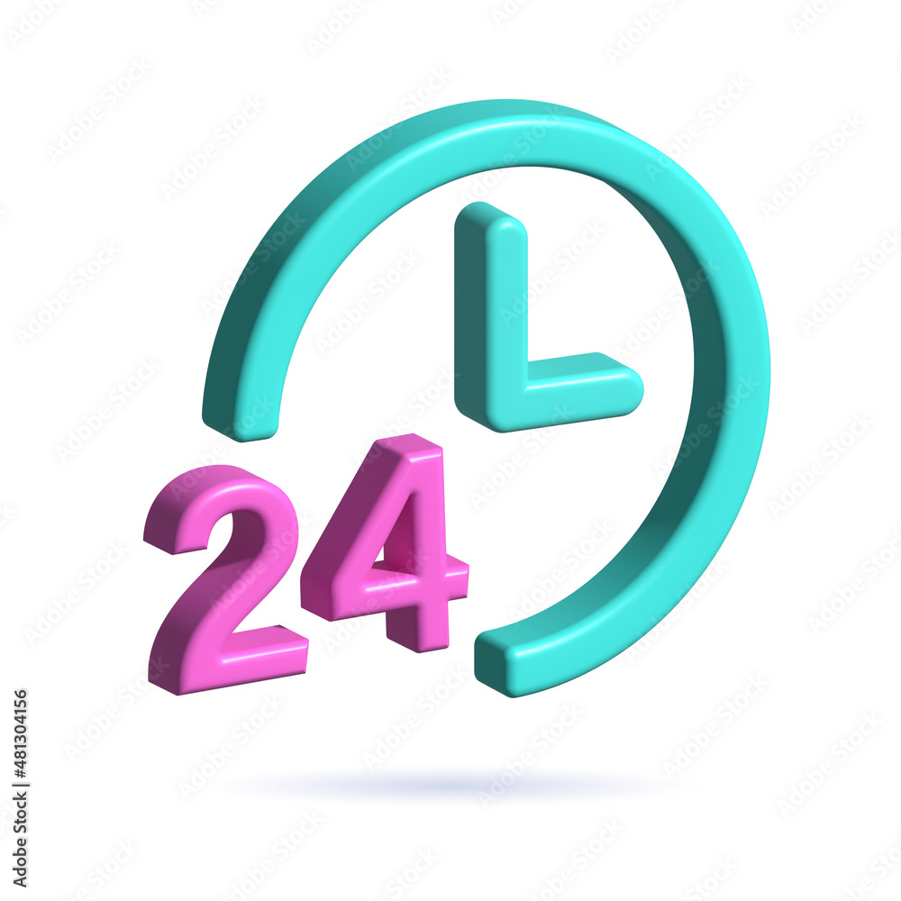 24 hours delivery icon. 3d render illustration isolated on white background. 24 hours delivery icon. 3d render illustration isolated on white background.