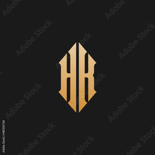 Initial HK KH Monogram Logo Template Vector Illustration Isolated in Black White Background