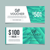 Realistic geometric gift voucher card banners design templates